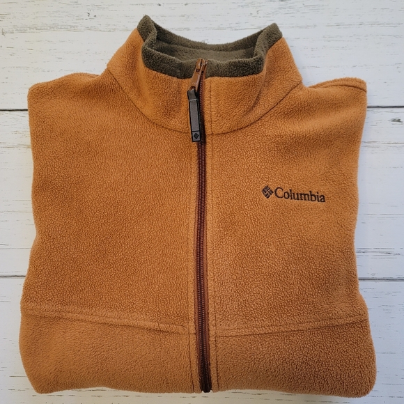 Columbia Men's Full Zip Up Technical Fleece Sweater Jacket in Brown Size Large - Picture 4 of 6
